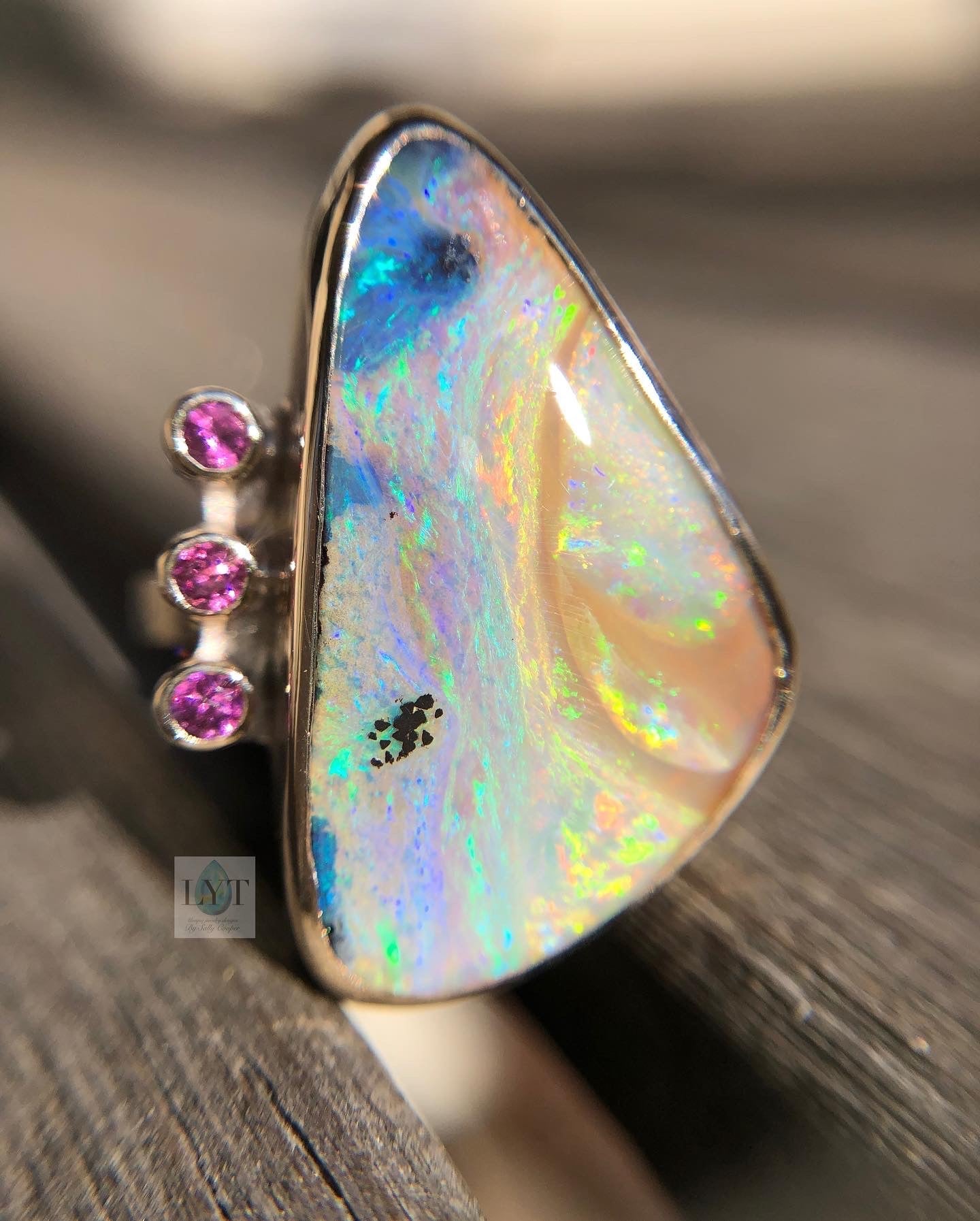 Bubblegum Swirl Boulder Opal Ring or Pendant