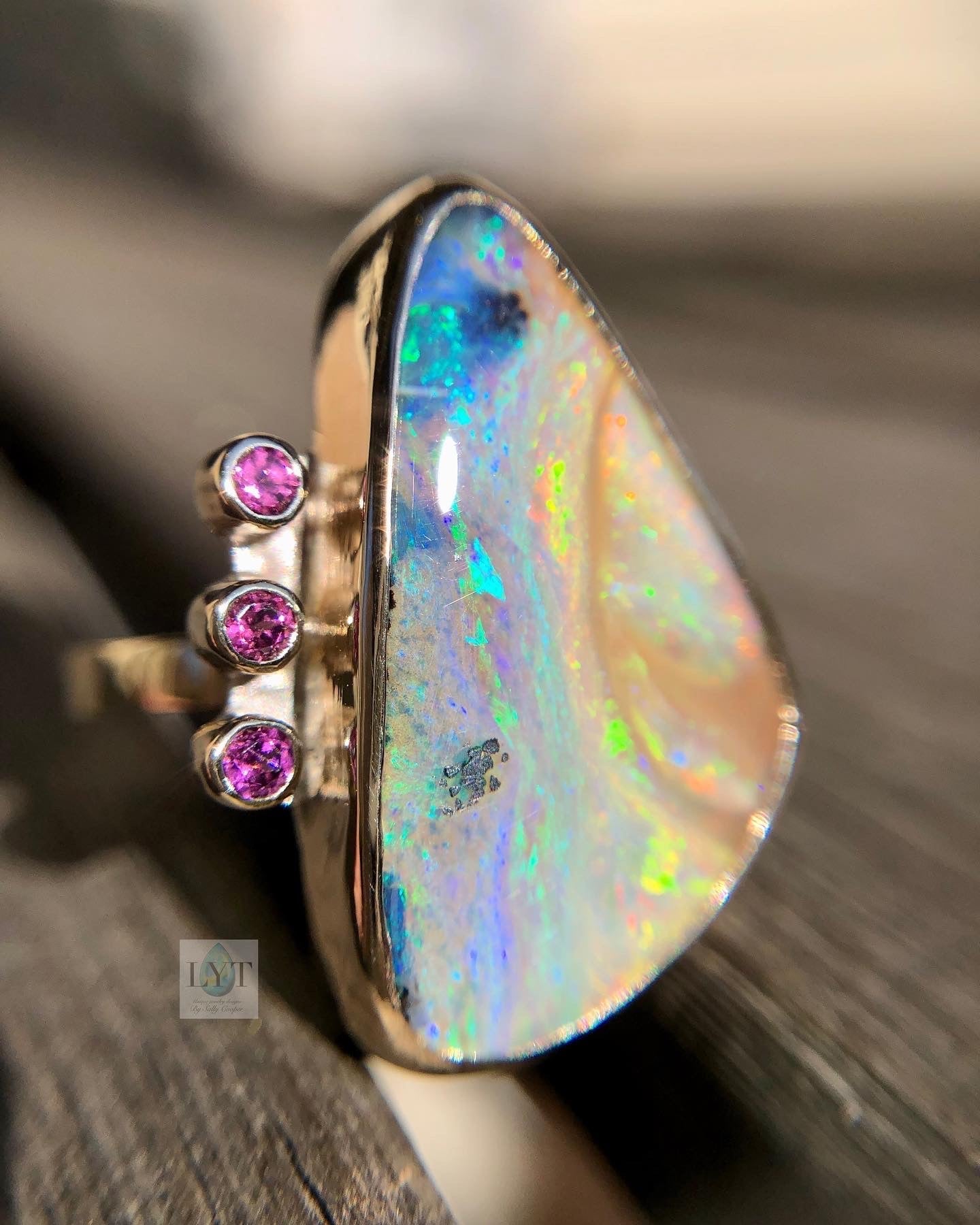 Bubblegum Swirl Boulder Opal Ring or Pendant