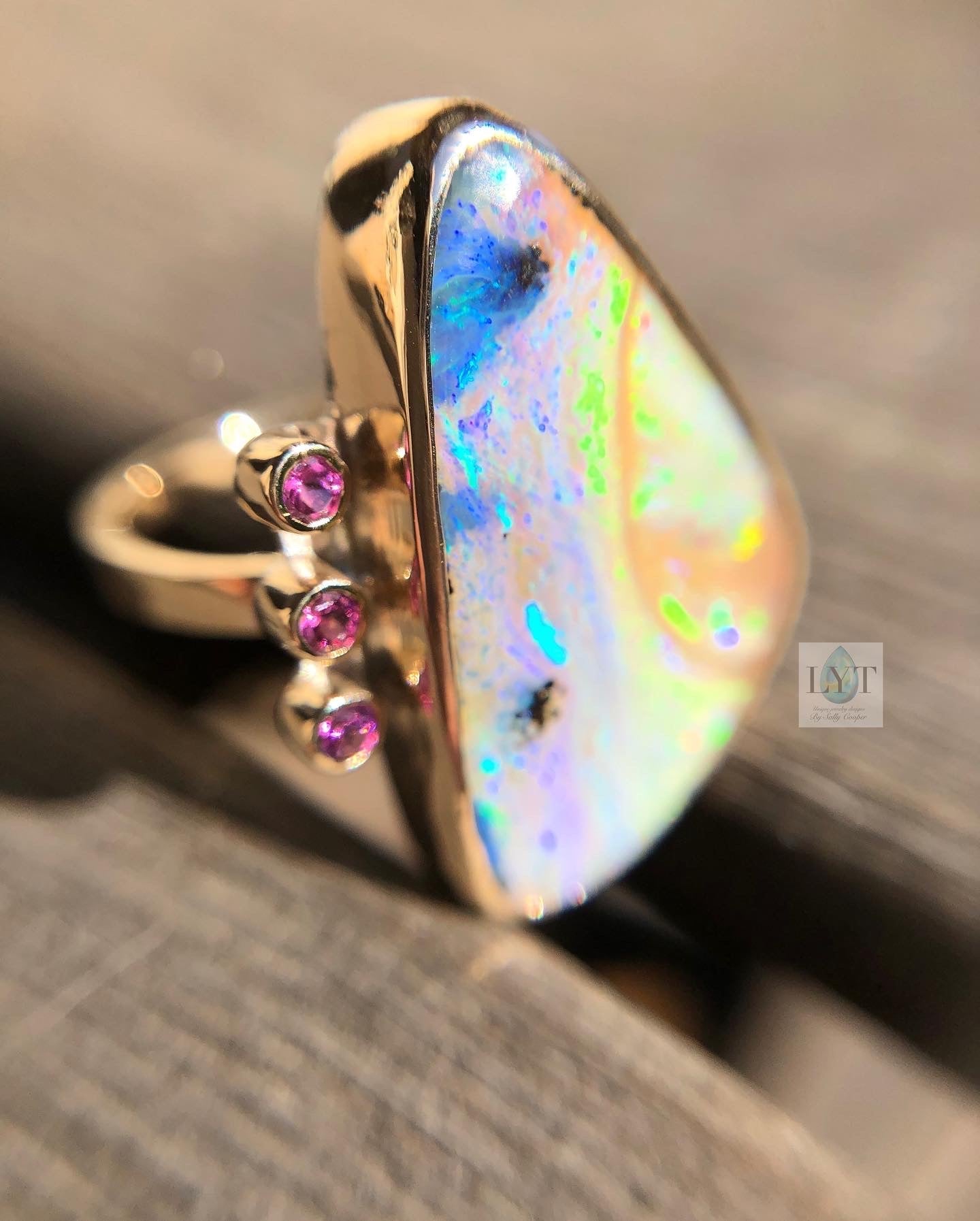 Bubblegum Swirl Boulder Opal Ring or Pendant