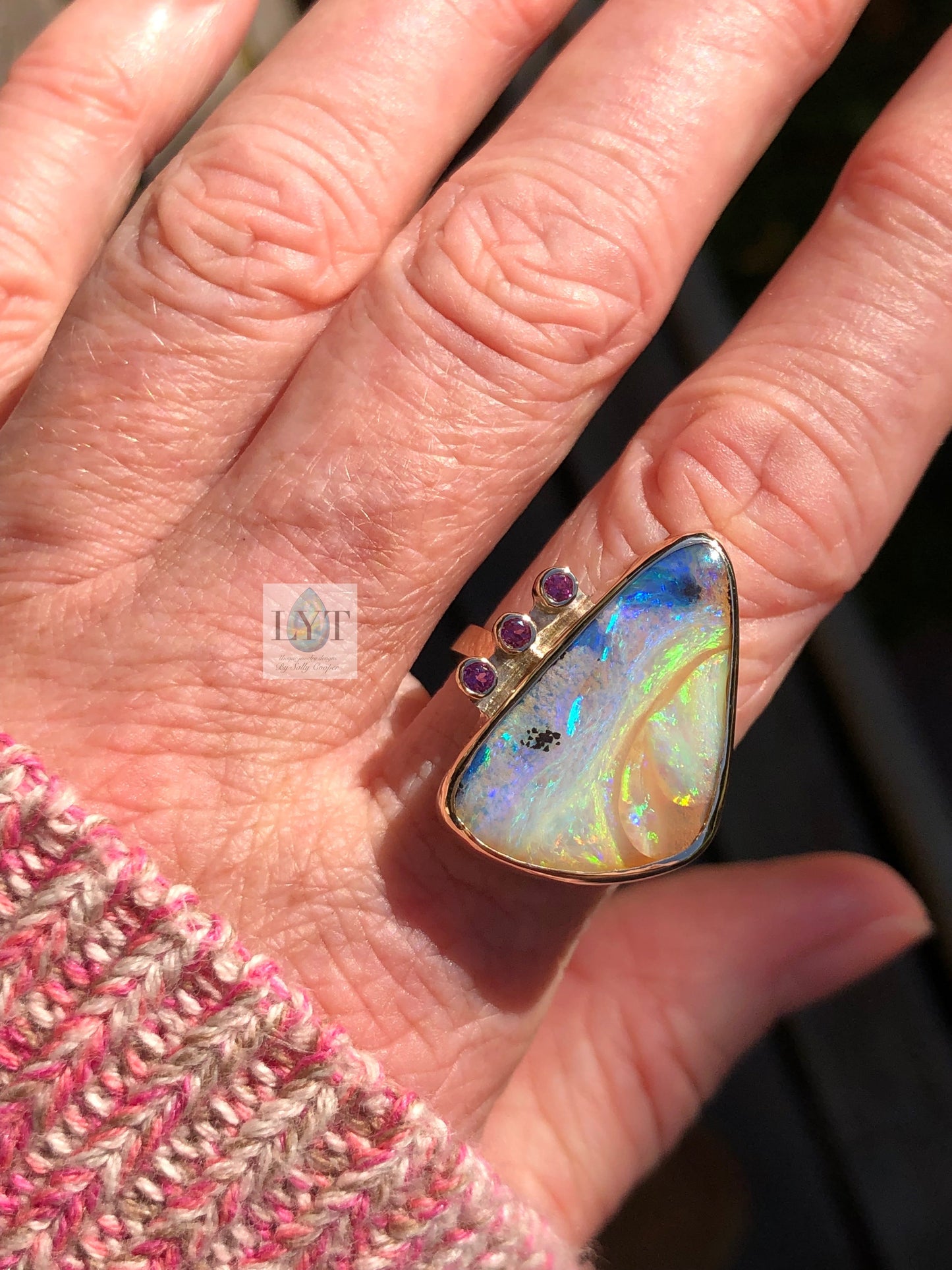 Bubblegum Swirl Boulder Opal Ring or Pendant