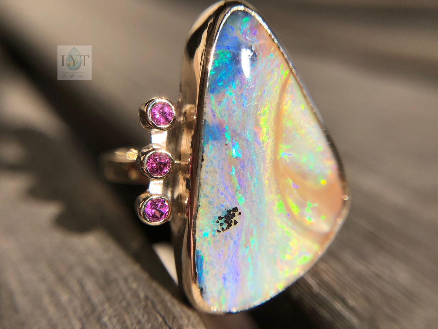 Bubblegum Swirl Boulder Opal Ring or Pendant