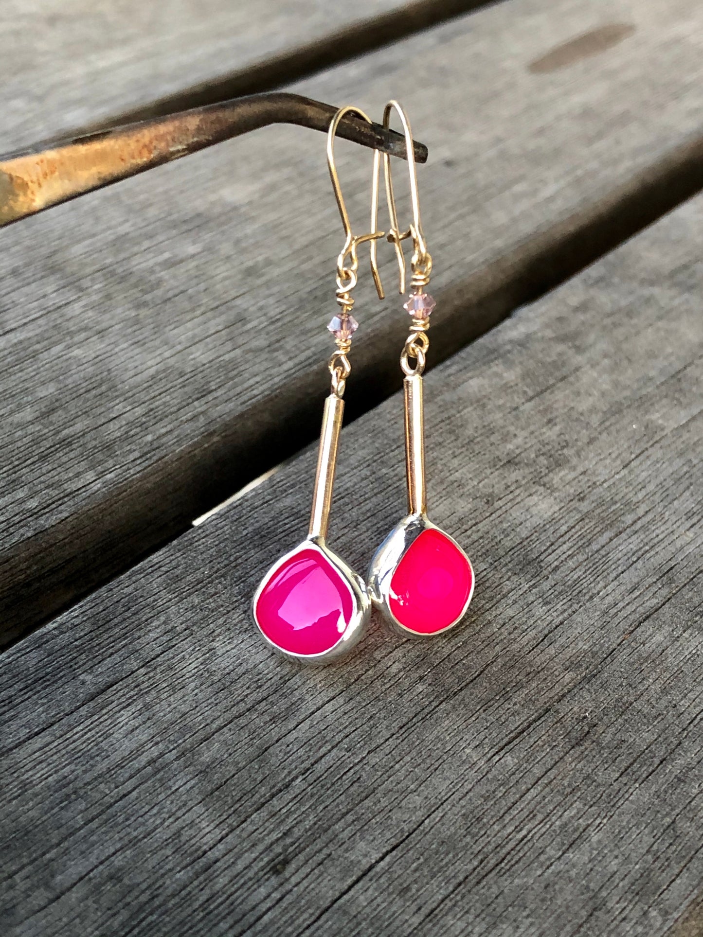 Chalcedony Knock Yourself Out Hot Pink Heaven Earrings