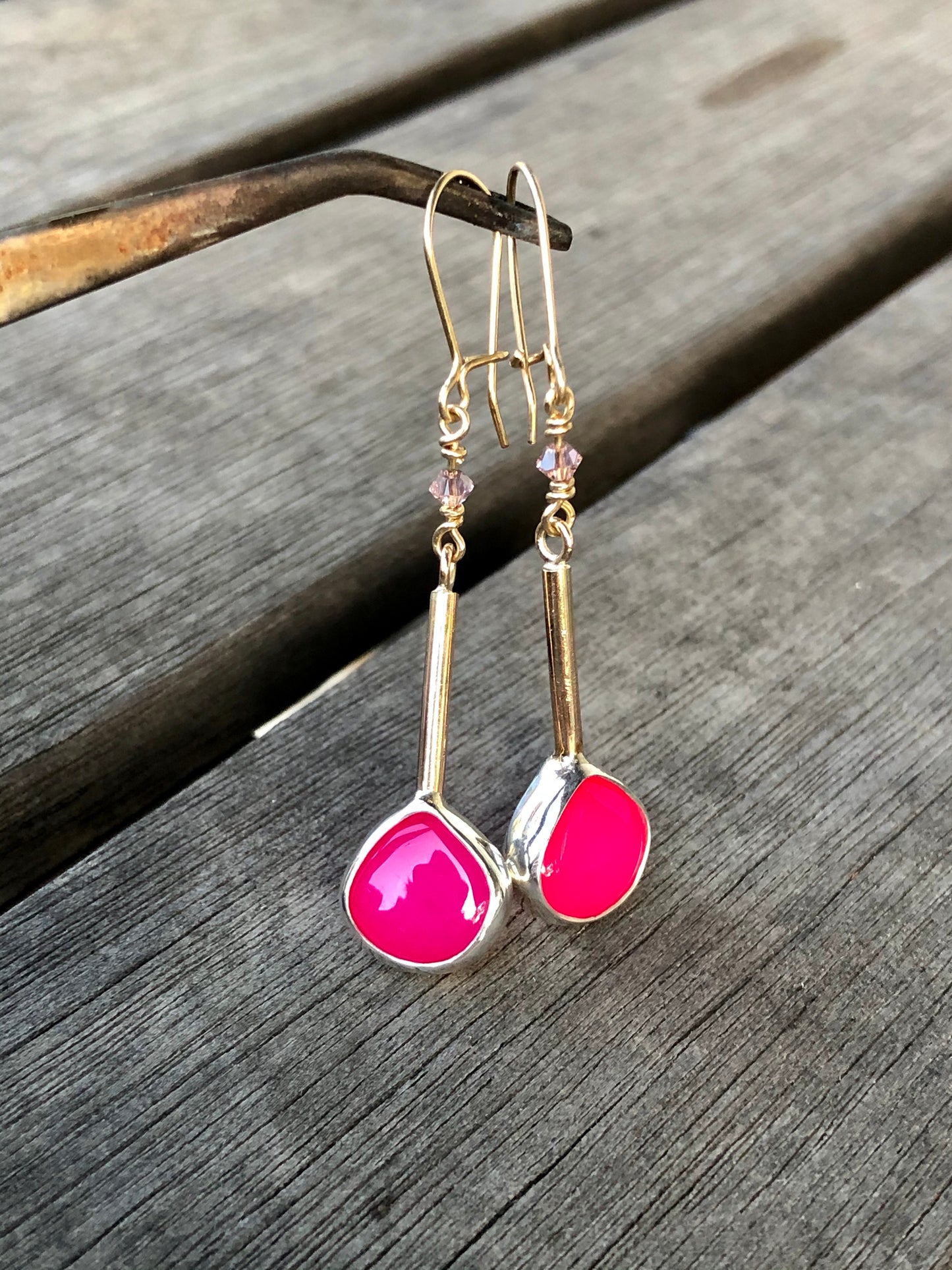 Chalcedony Knock Yourself Out Hot Pink Heaven Earrings