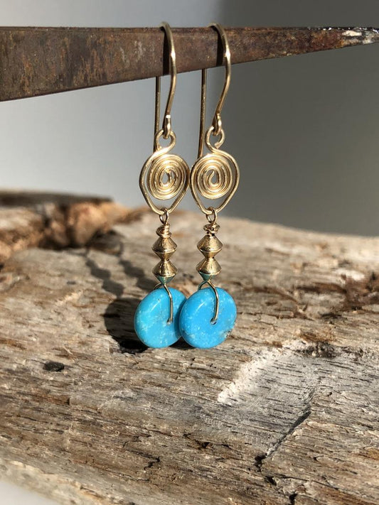 Sleeping Beauty Turquoise On 14k Gold Fill Earrings