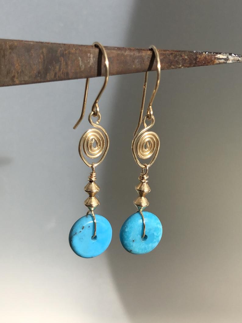 Sleeping Beauty Turquoise On 14k Gold Fill Earrings