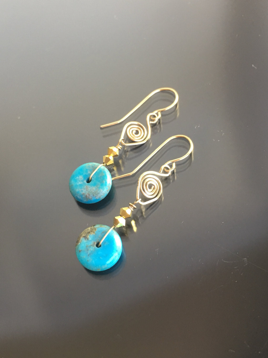 Sleeping Beauty Turquoise On 14k Gold Fill Earrings