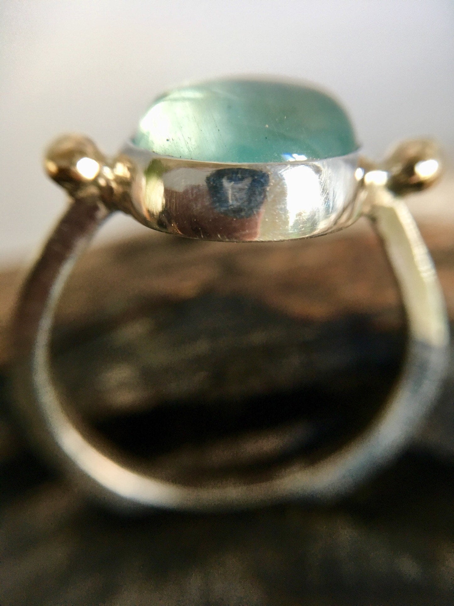 Solitare Aquamarine 9k Gold & Sterling Silver Ring