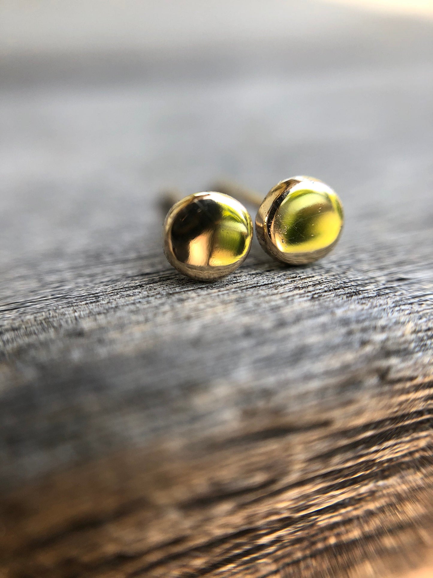 Handmade 9k Gold Button Dot Earrings