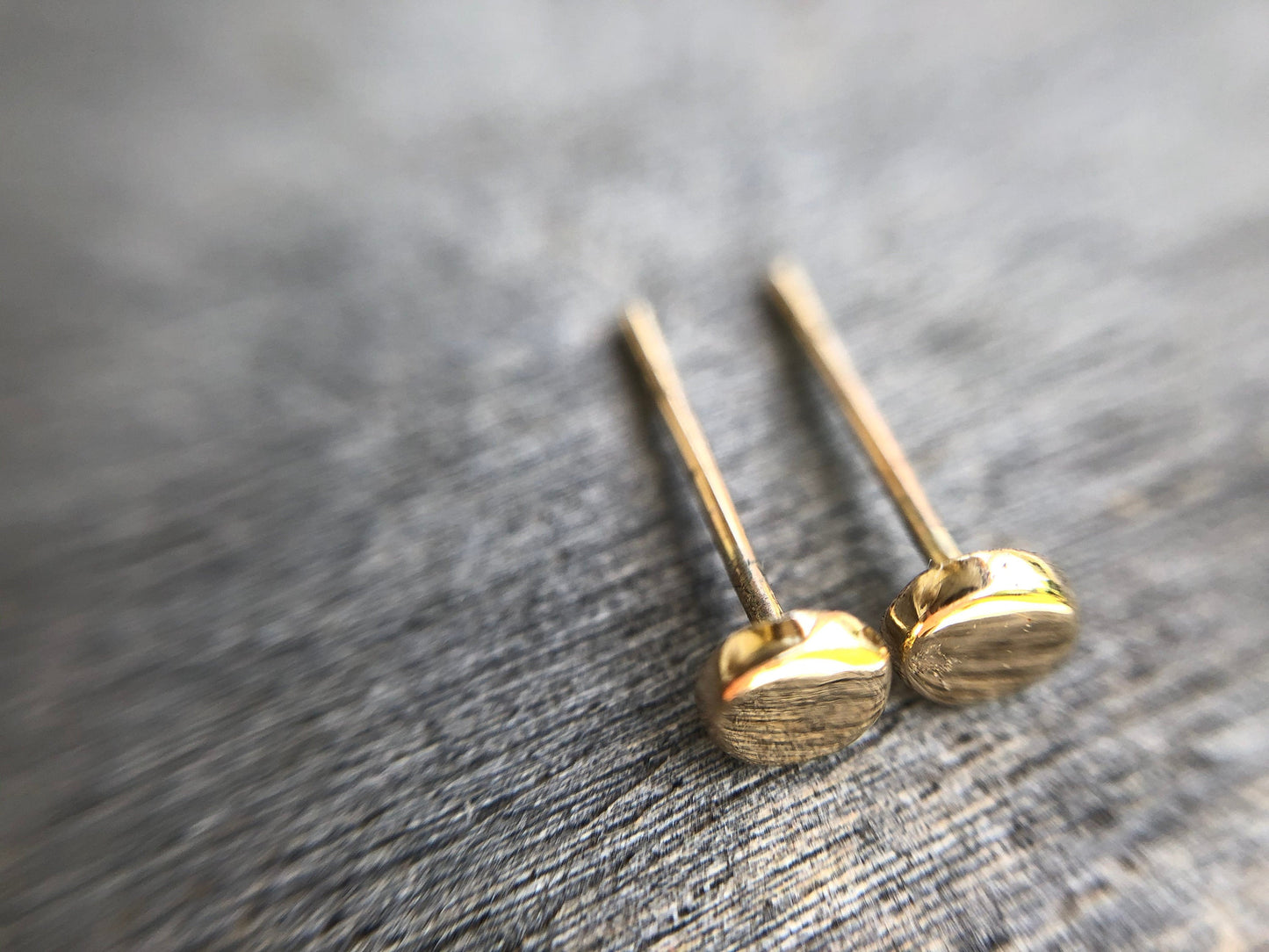 Handmade 9k Gold Button Dot Earrings