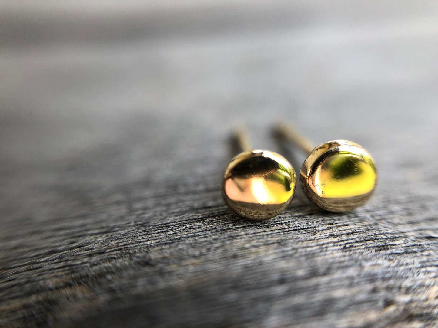 Handmade 9k Gold Button Dot Earrings