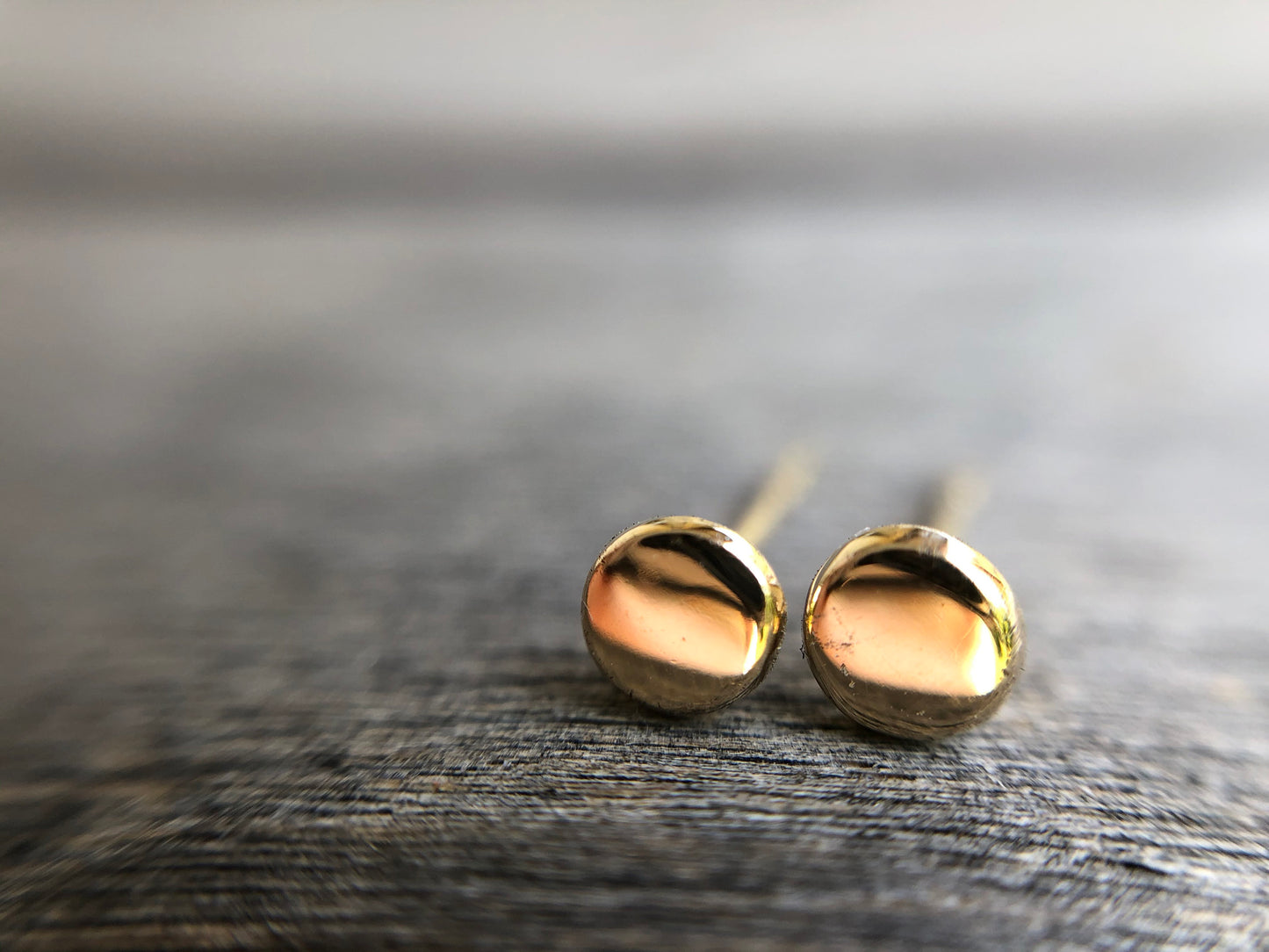 Handmade 9k Gold Button Dot Earrings