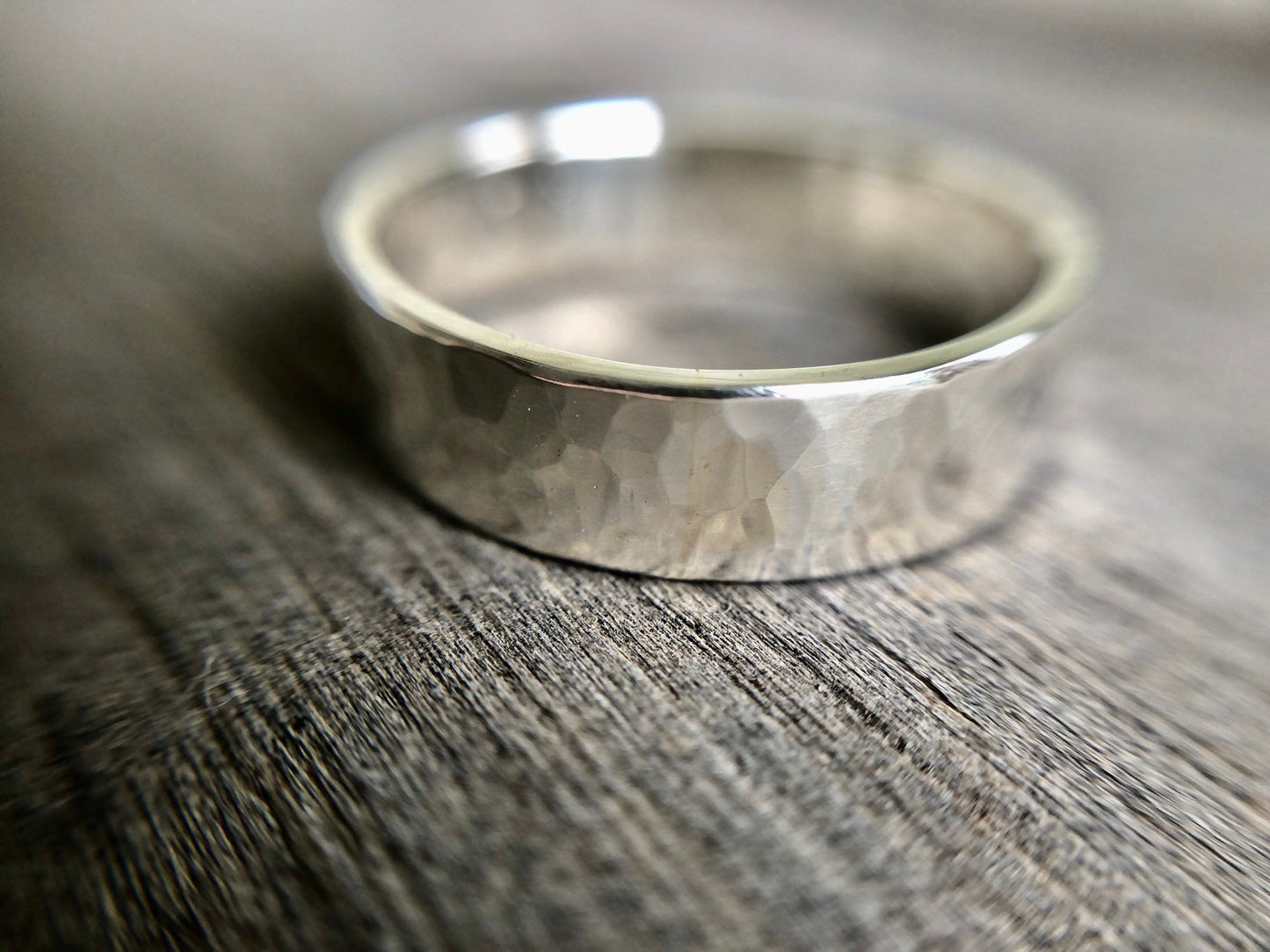 Sterling Silver Hammered or Smooth Wide Ring