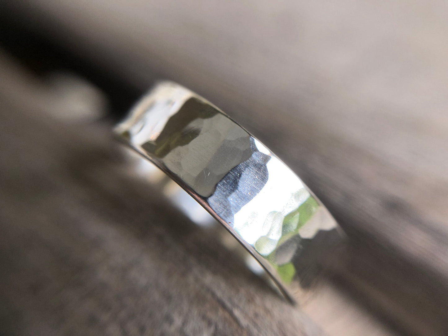 Sterling Silver Hammered or Smooth Wide Ring