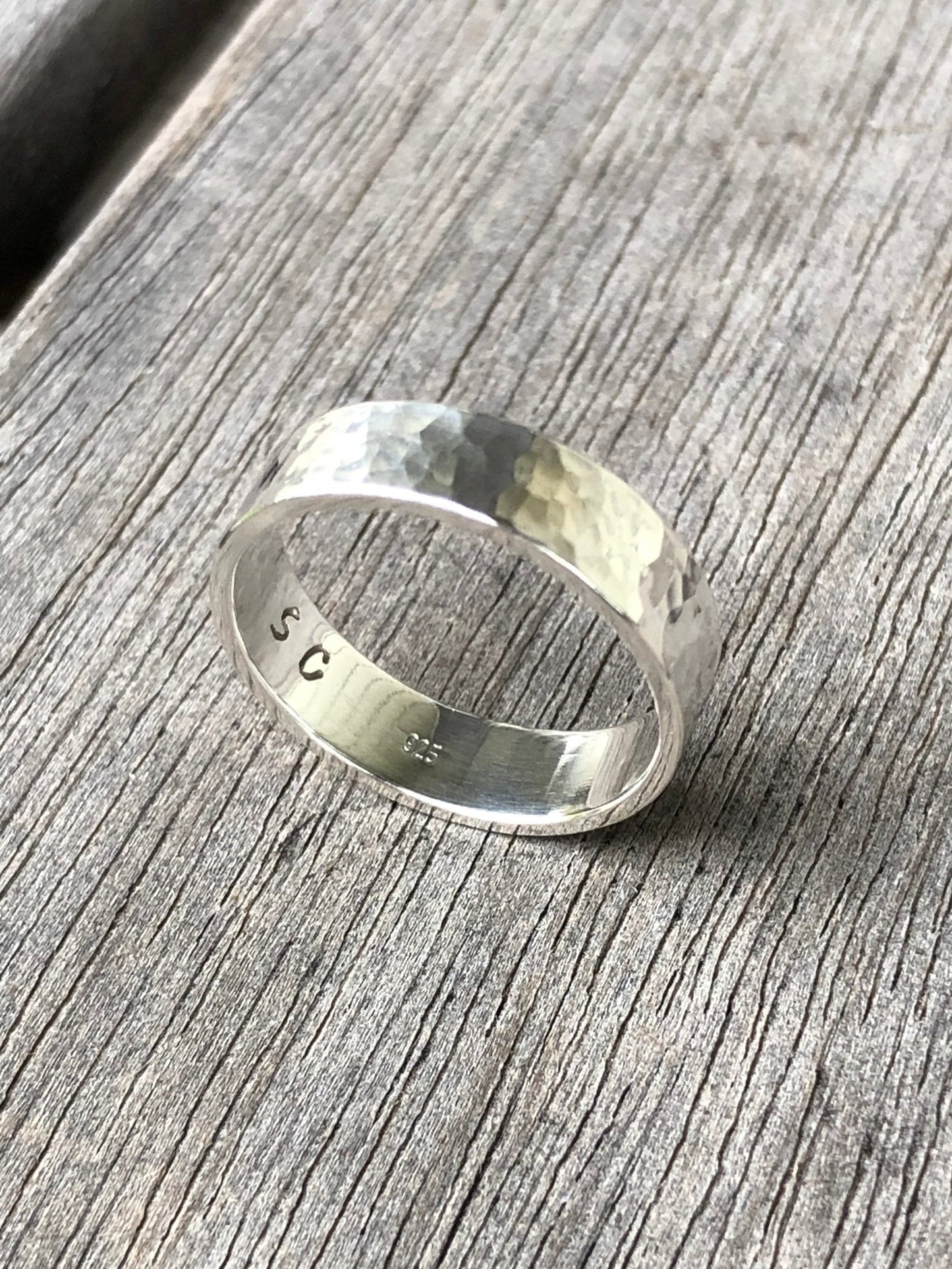 Sterling Silver Hammered or Smooth Wide Ring