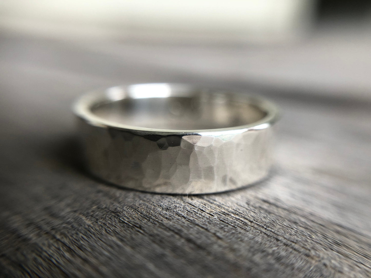 Sterling Silver Hammered or Smooth Wide Ring