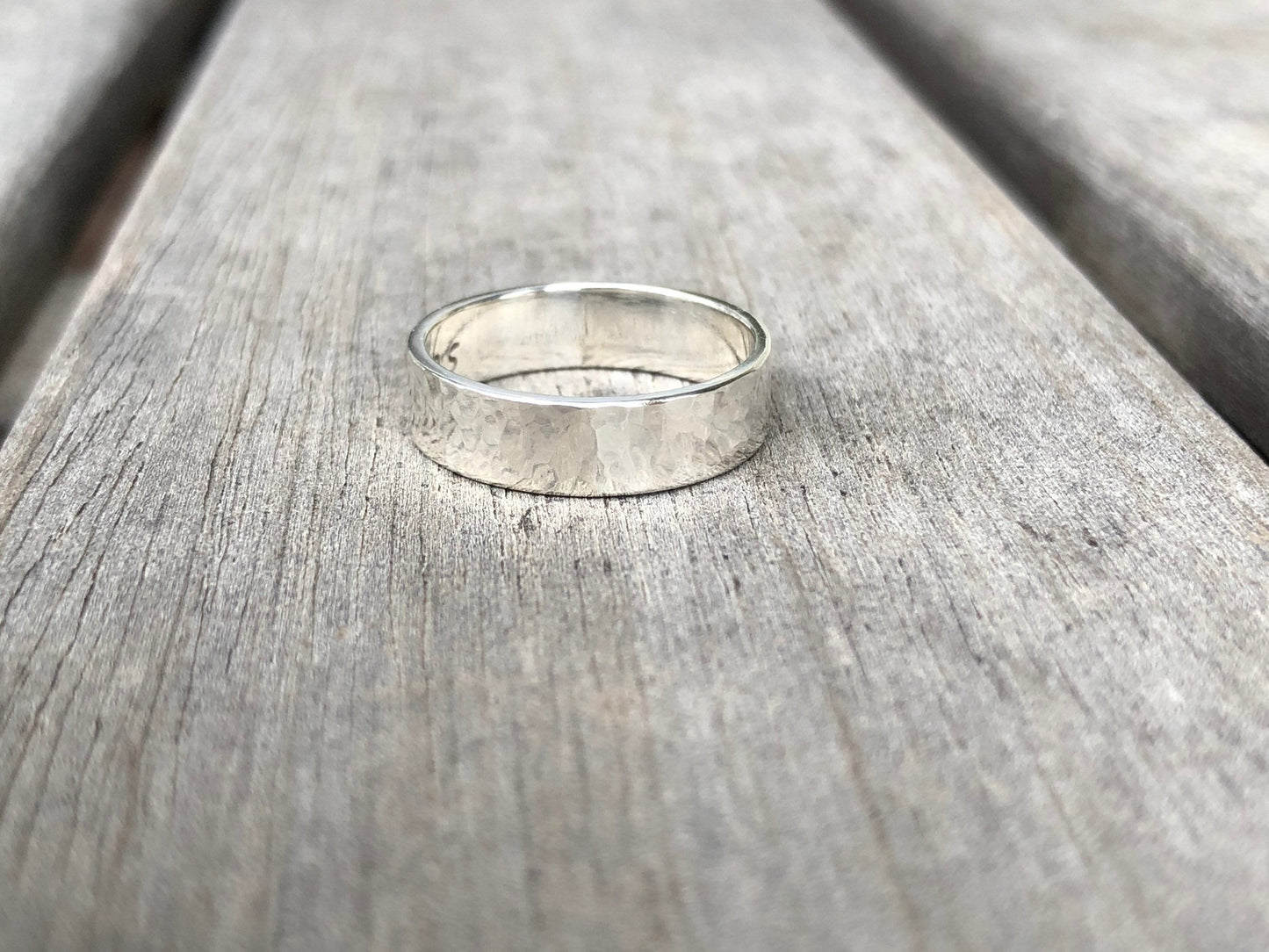 Sterling Silver Hammered or Smooth Wide Ring