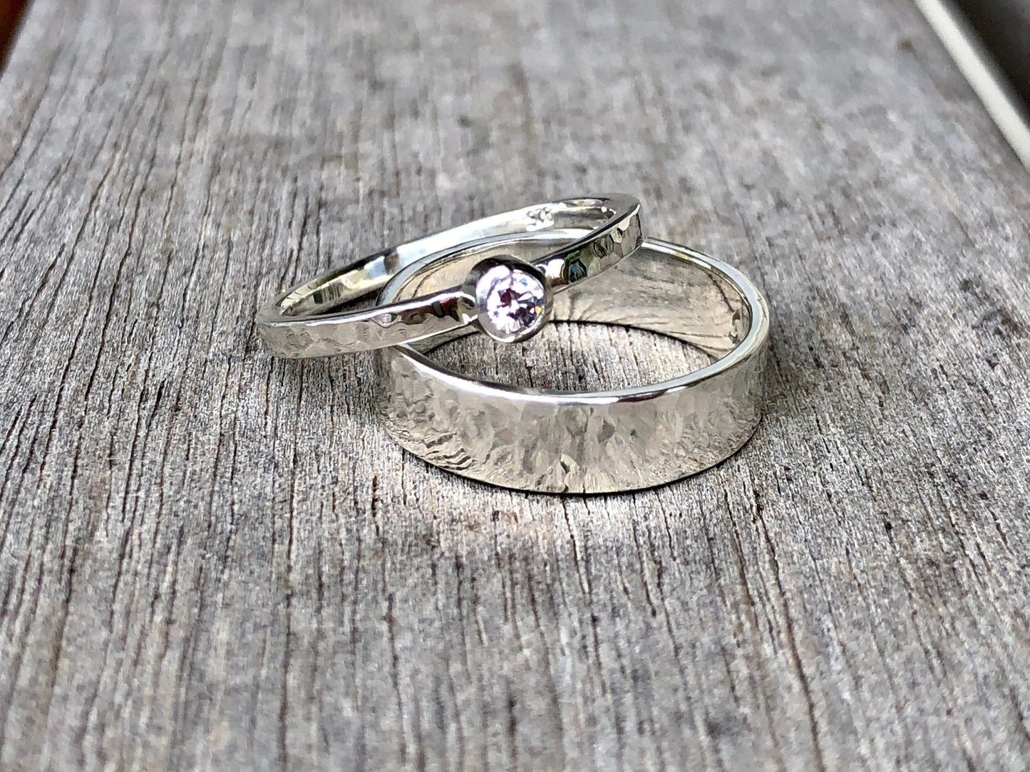 Sterling Silver Hammered or Smooth Wide Ring