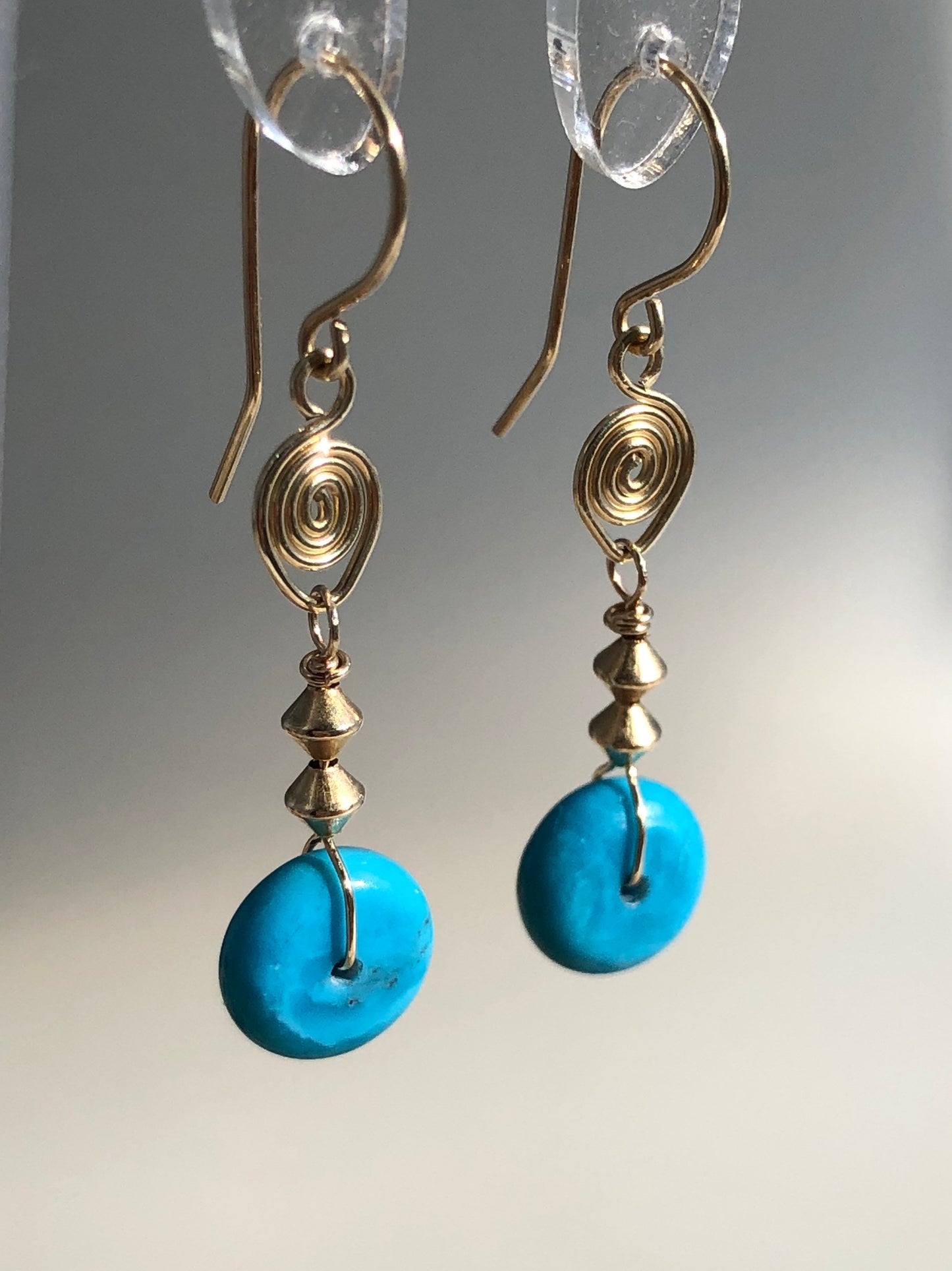 Sleeping Beauty Turquoise On 14k Gold Fill Earrings