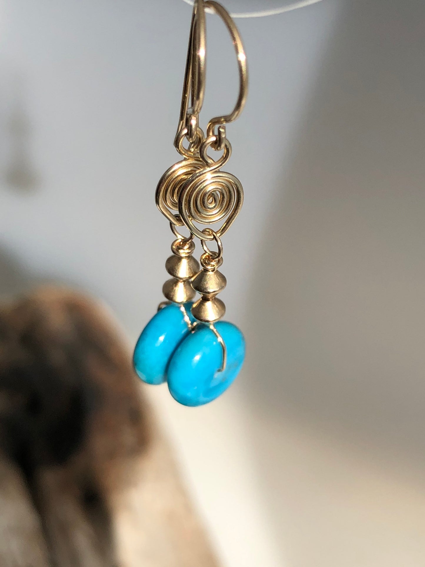 Sleeping Beauty Turquoise On 14k Gold Fill Earrings