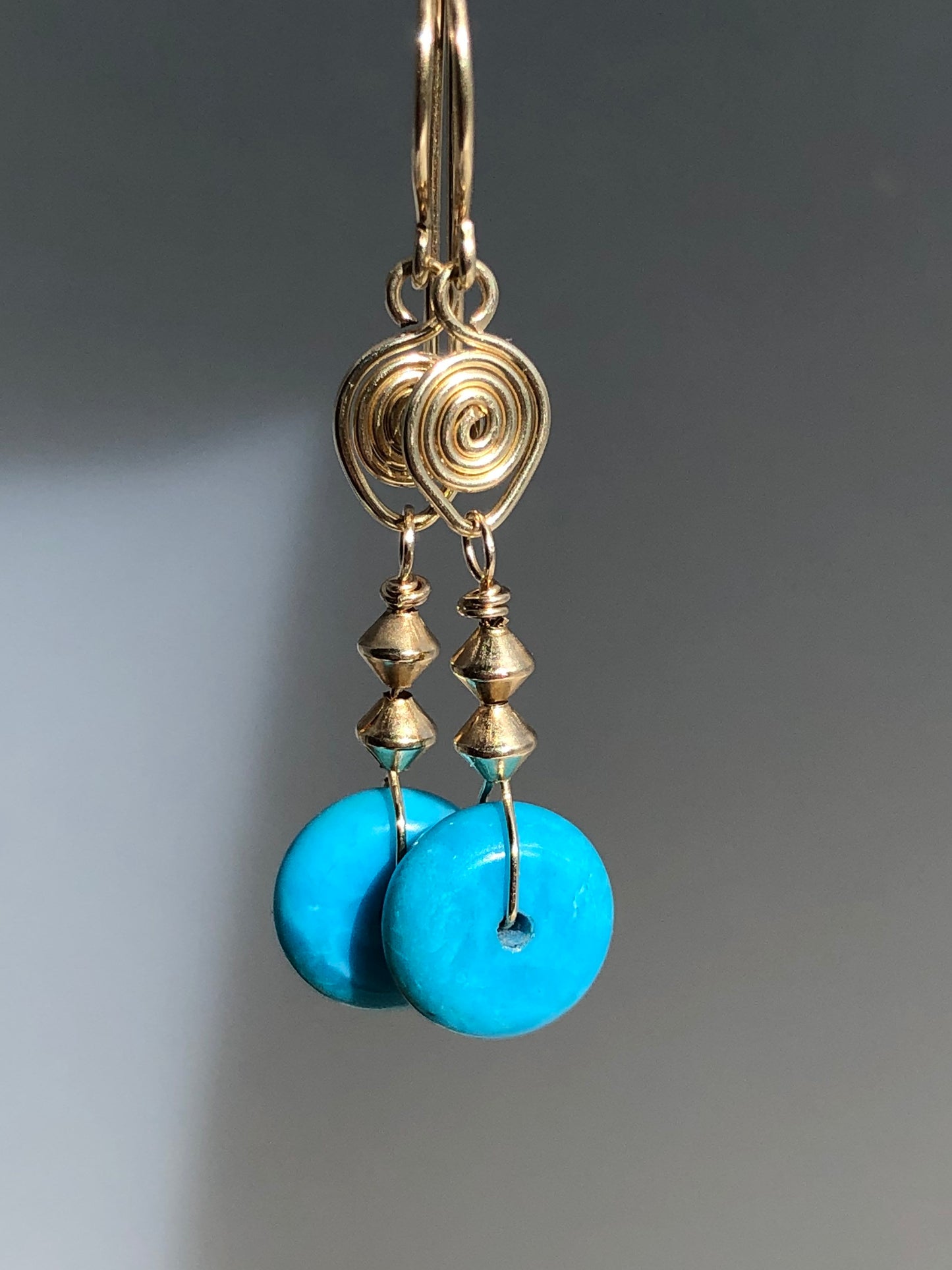 Sleeping Beauty Turquoise On 14k Gold Fill Earrings