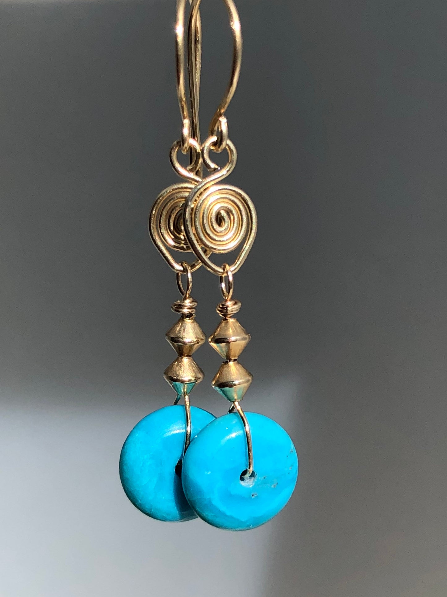 Sleeping Beauty Turquoise On 14k Gold Fill Earrings