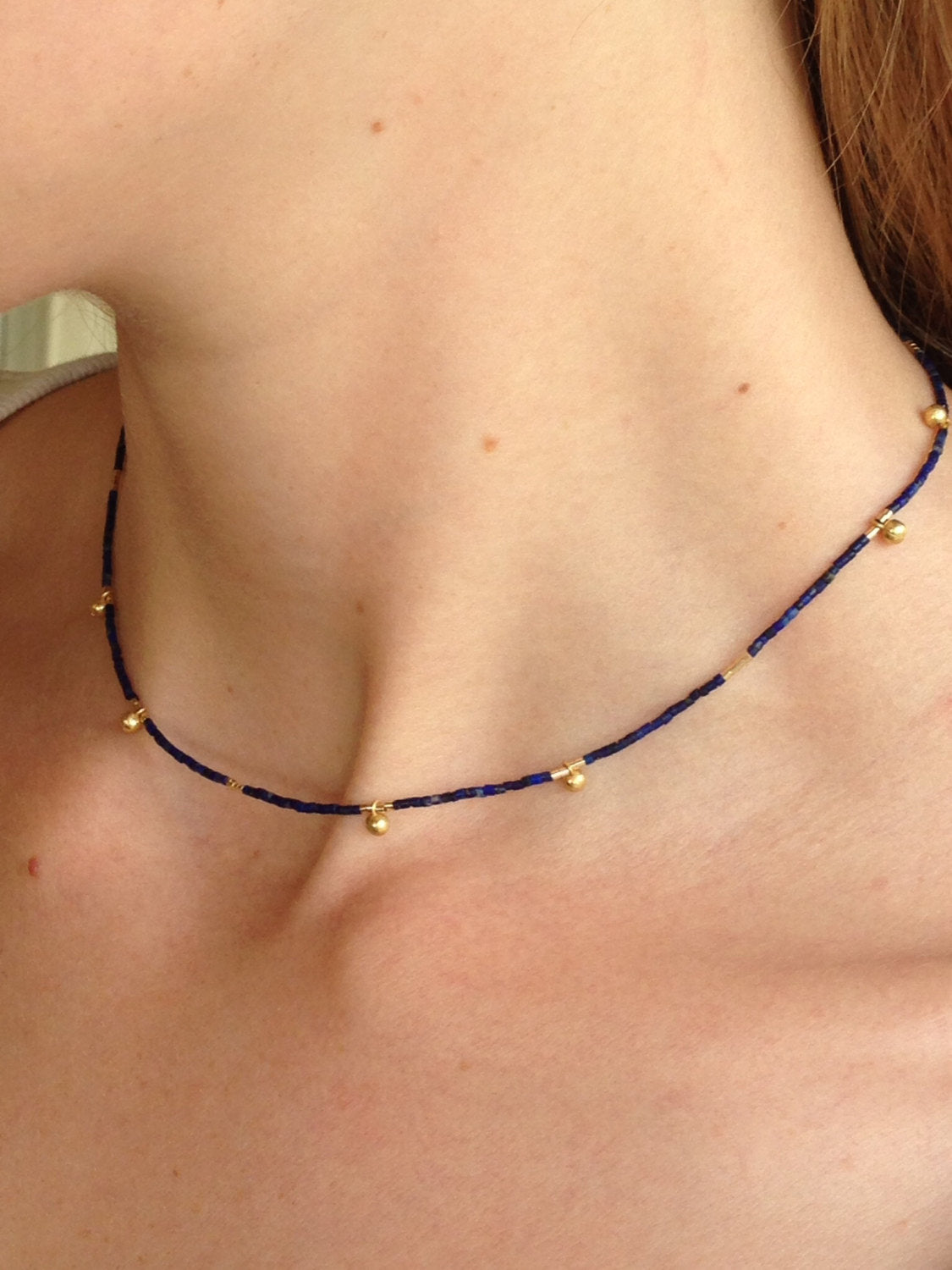 Dainty Lapis Lazuli & Gold Necklace