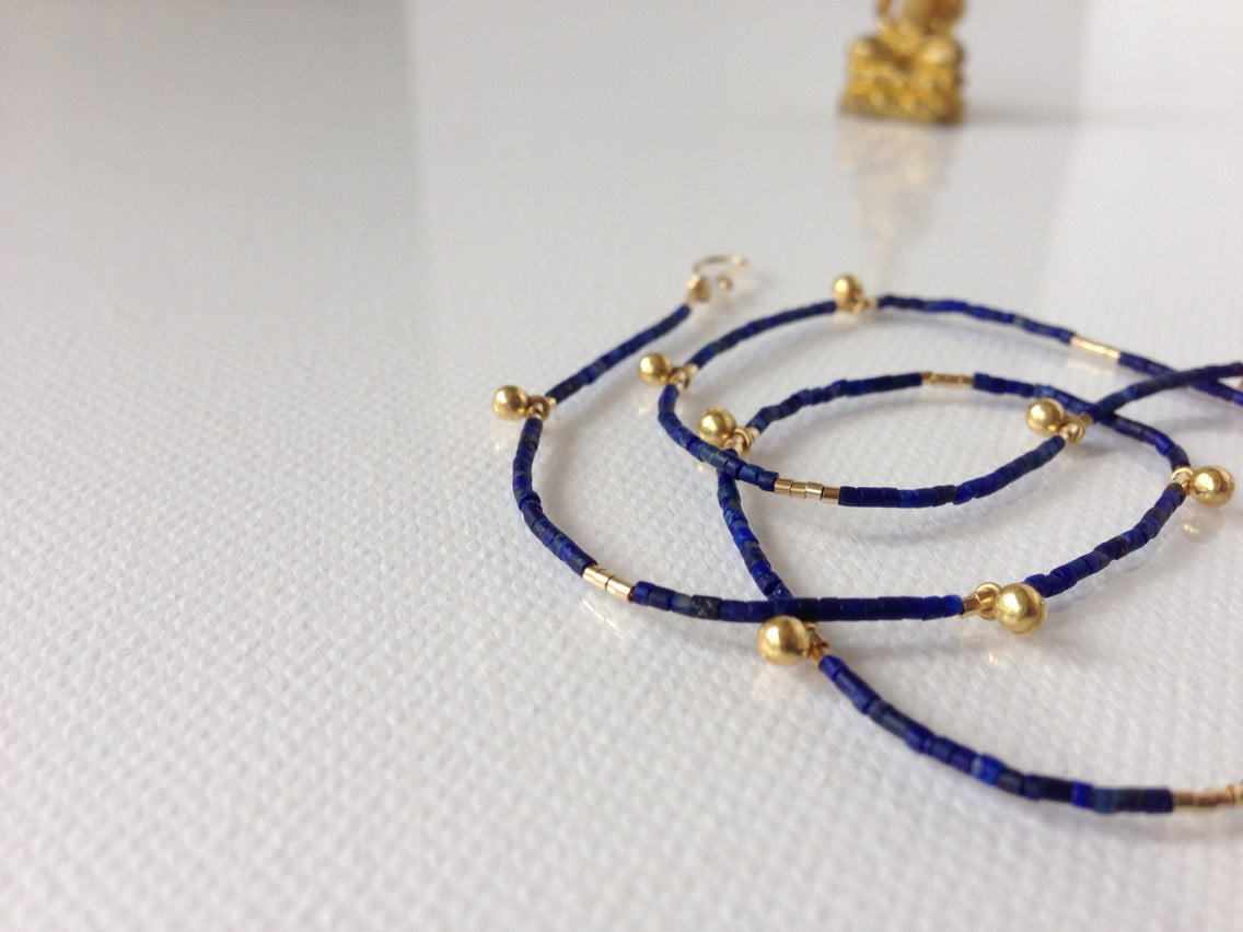 Dainty Lapis Lazuli & Gold Necklace