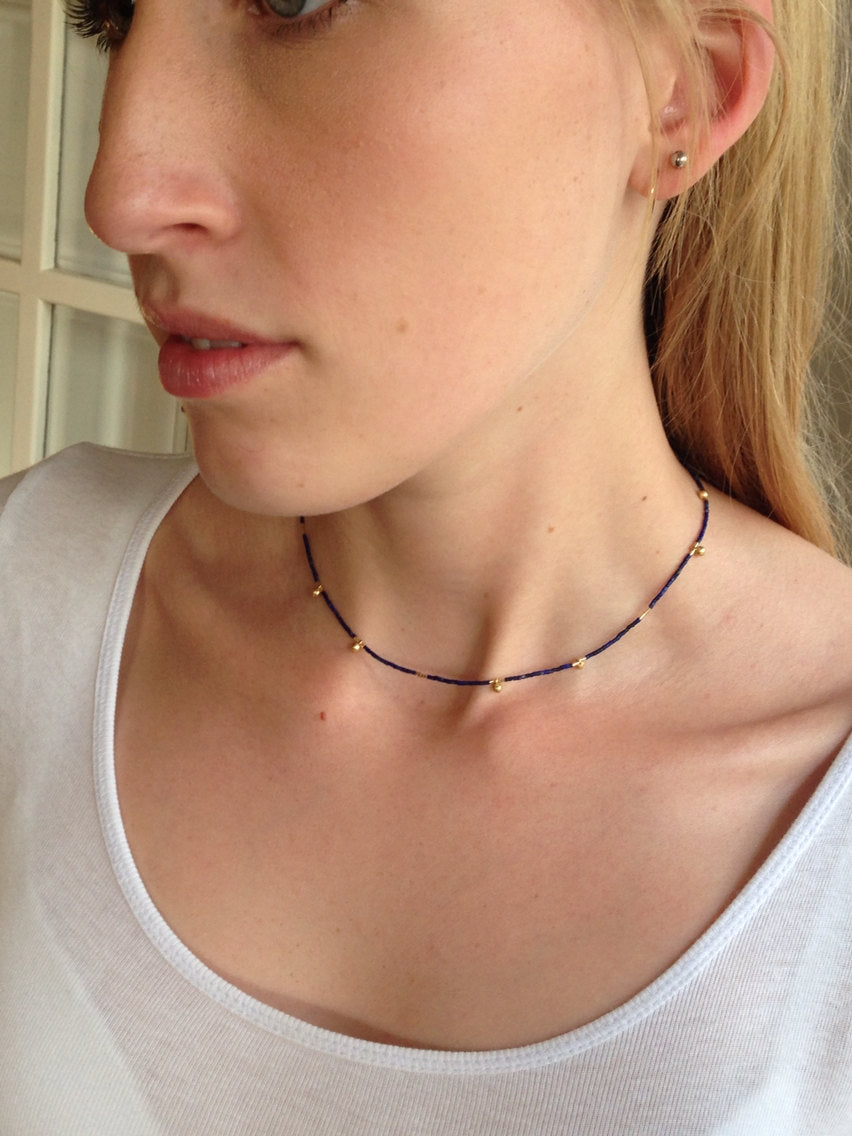 Dainty Lapis Lazuli & Gold Necklace